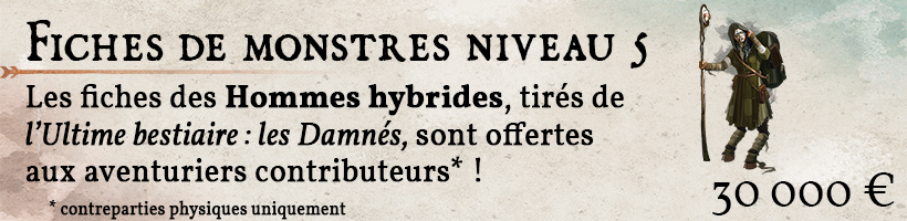 5 fiches de monstre Hommes hybrides
