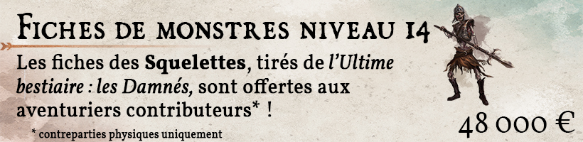 18 fiches de monstre squelettes