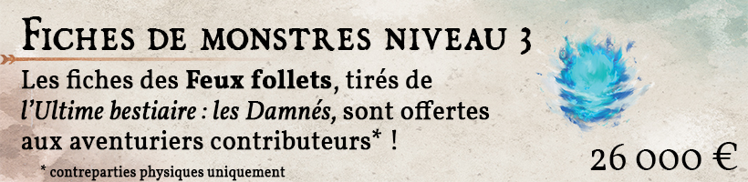 3 fiches de monstre Feux follets