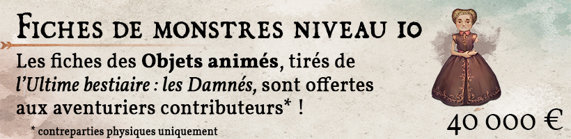 21 fiches de monstre Objets animés