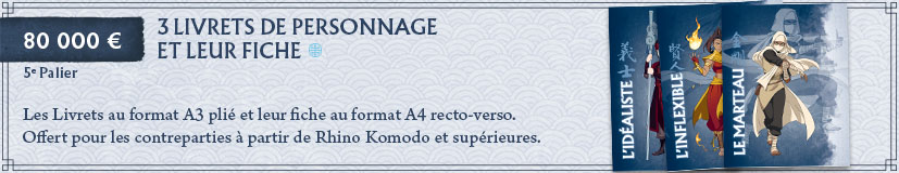 5e palier - 3 Livrets de personnage et leur fiche