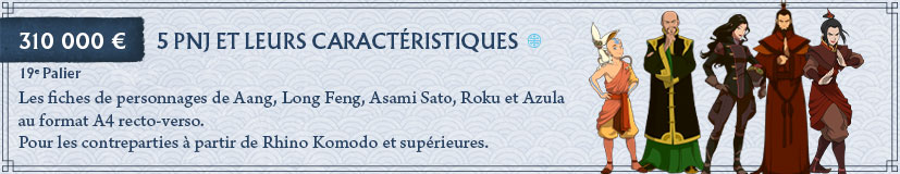 19e palier - Fiches de 5 PNJ