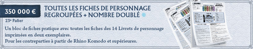 23e palier - Nous regroupons les fiches de personnage dans un bloc et on double leur nombre!