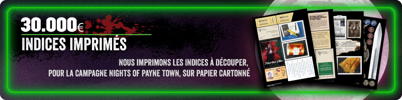 Indices imprimés de la campagne Nights of Payne Town