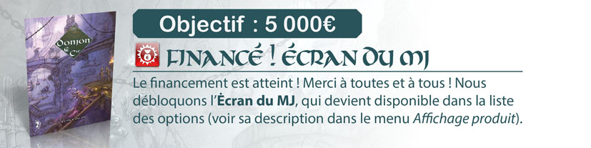 0.5/ Financement et Ecran du MJ en option