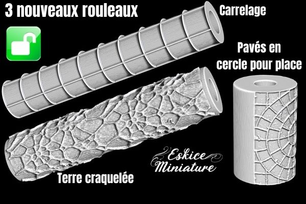 3 nouveaux rouleaux - Carrelage, pavés en cercle et terre craquelée !