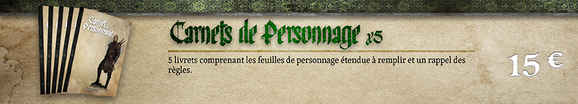 Carnets du personnage x 5, exclusifs PP