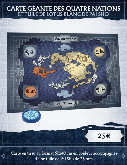 Avatar Légendes: Carte géante des Quatre Nations et tuile de Lotus Blanc de Pai Sho
