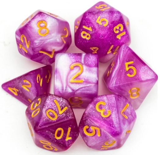 Set de 7 Dés  Pourpre Dorée  (prix normal 9 €)