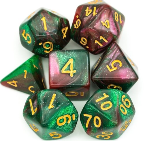 Set de 7 dés Vert Doré (prix normal 9 €)