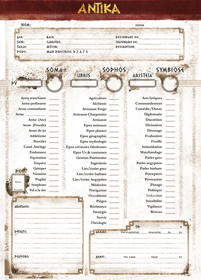 Bloc note avec 50 fiches de personnages