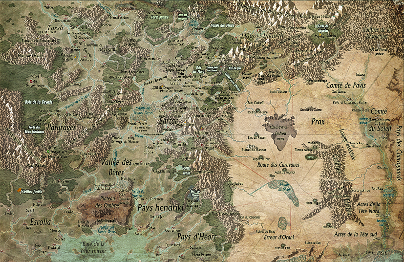 carte représentant les lieux de scénarios