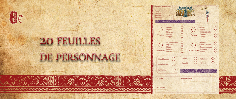 20 feuilles de personnages vierges - Recto verso - Sapa Inca