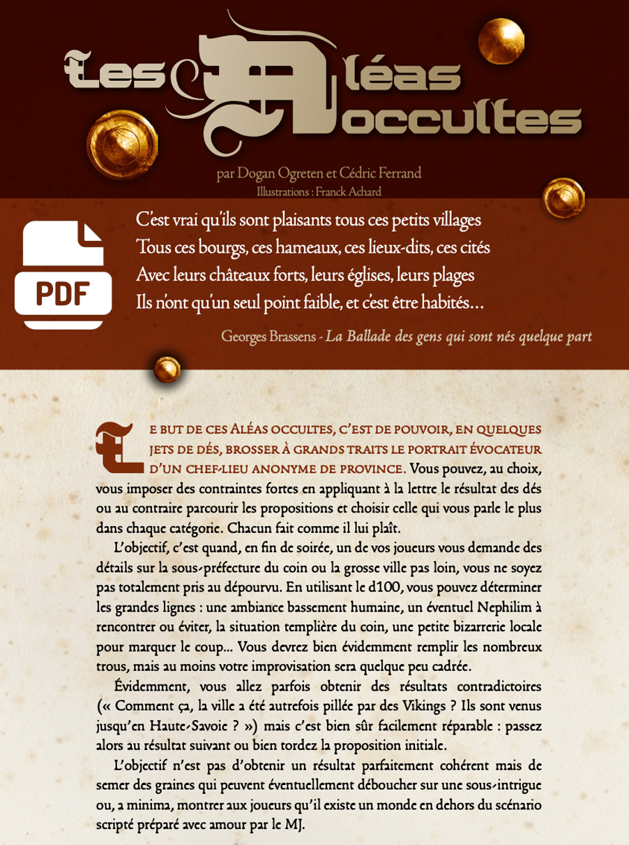 Les aléas occultes - Nephilim Légende - Saison 2 - PDF