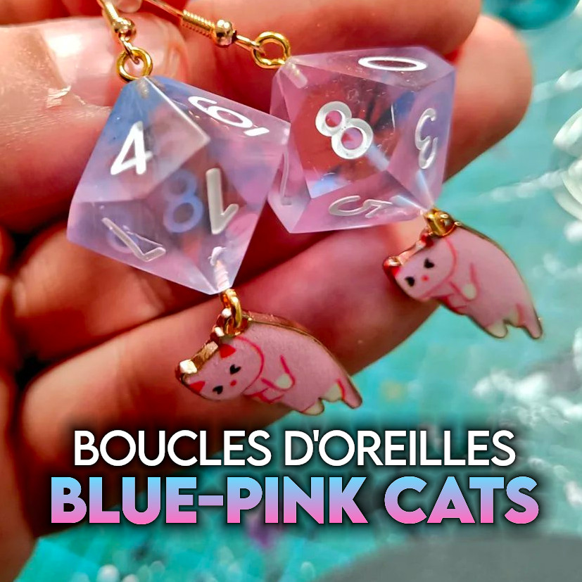 Boucles d'oreilles Blue-Pink Cats