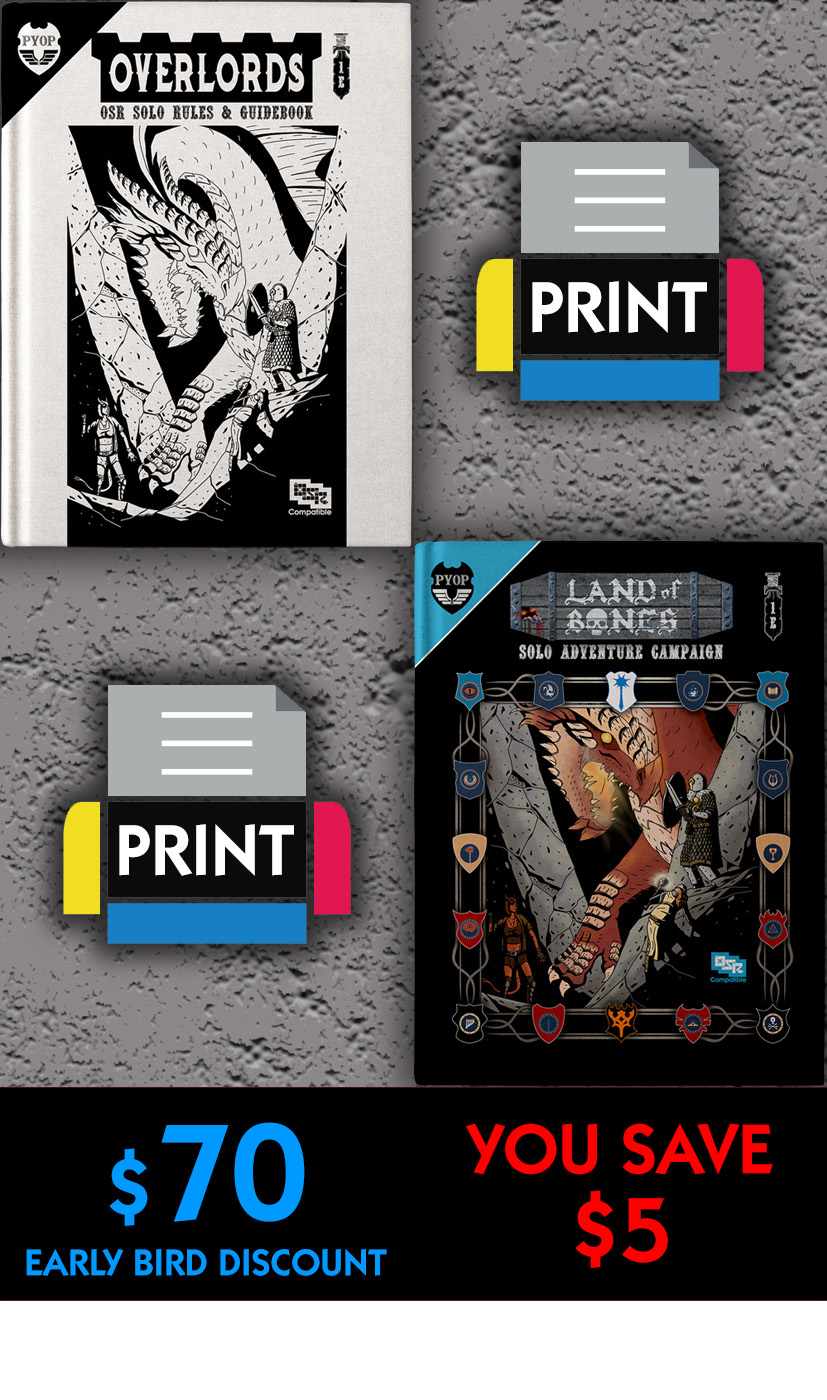 EARLY BIRD-SOLO RULES + ADVENTURE OMNIBUS-PRINT-NOW $70 - Save $10