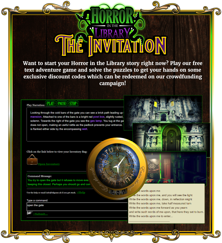 Horror in the Library: The Invitaion Promo Game
