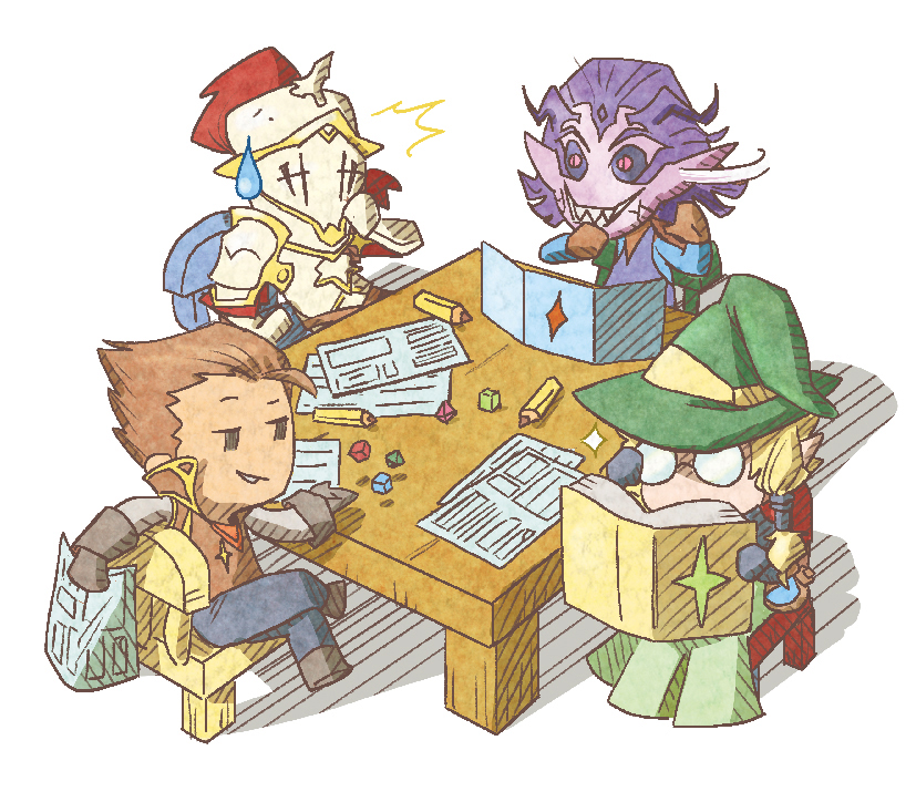 Personnages autour d'une table 