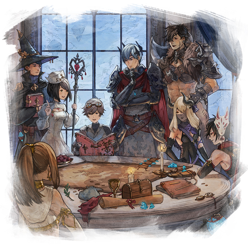 Personnages autour d'une table