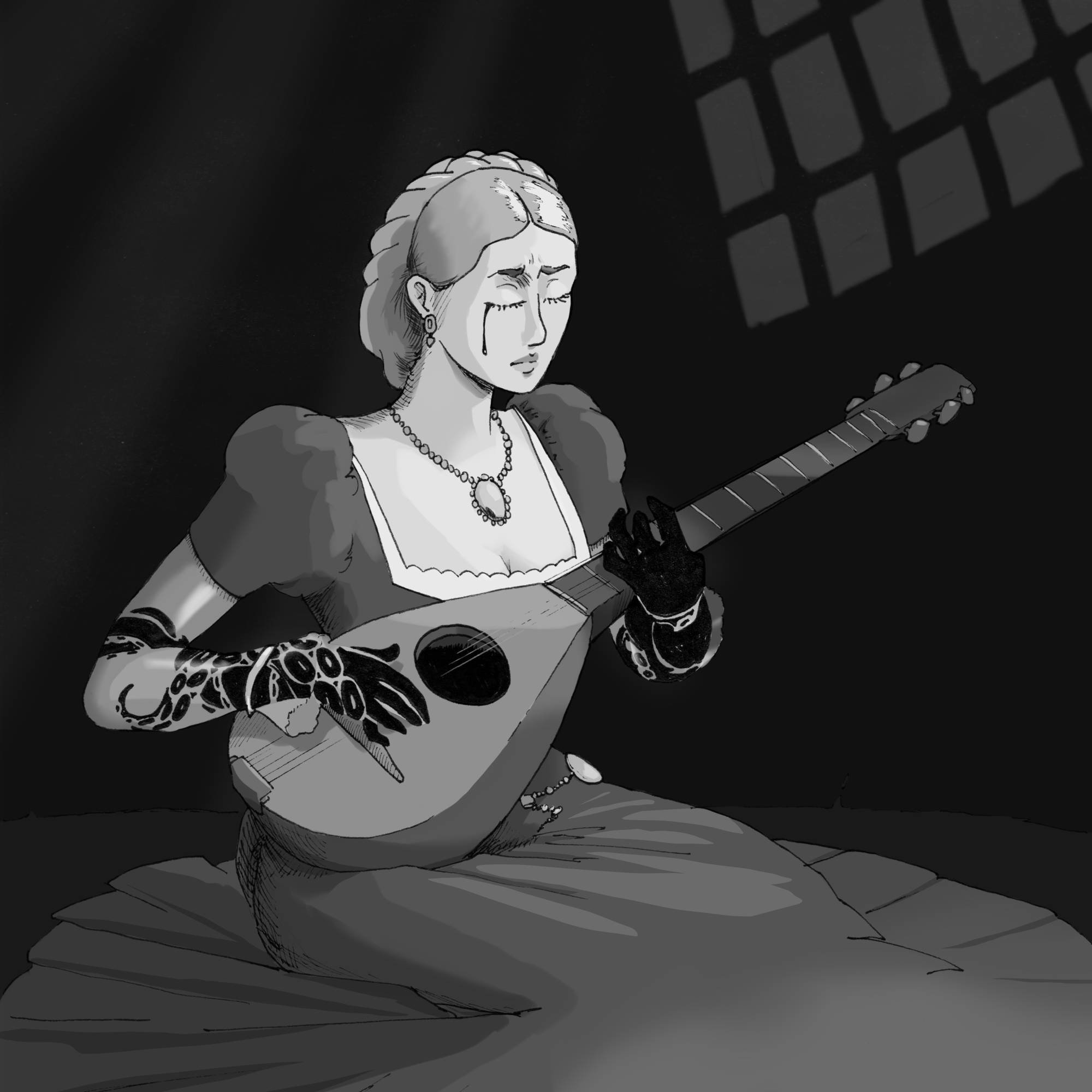 Un encrée qui joue de la mandoline.