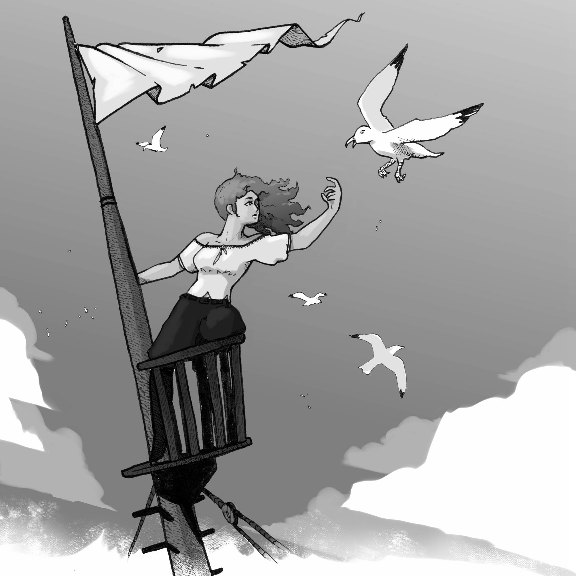 Une Goélienne a la vigie.